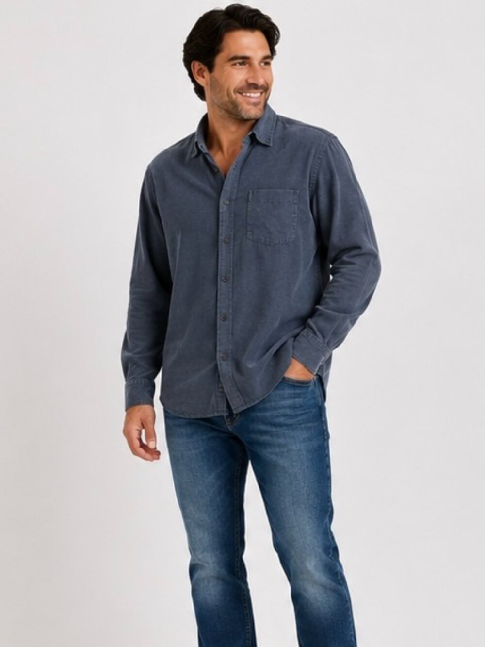 Oxide Sport Small Navy Blue Button Up Shirt Long Sleeve Utility Pocket Casual